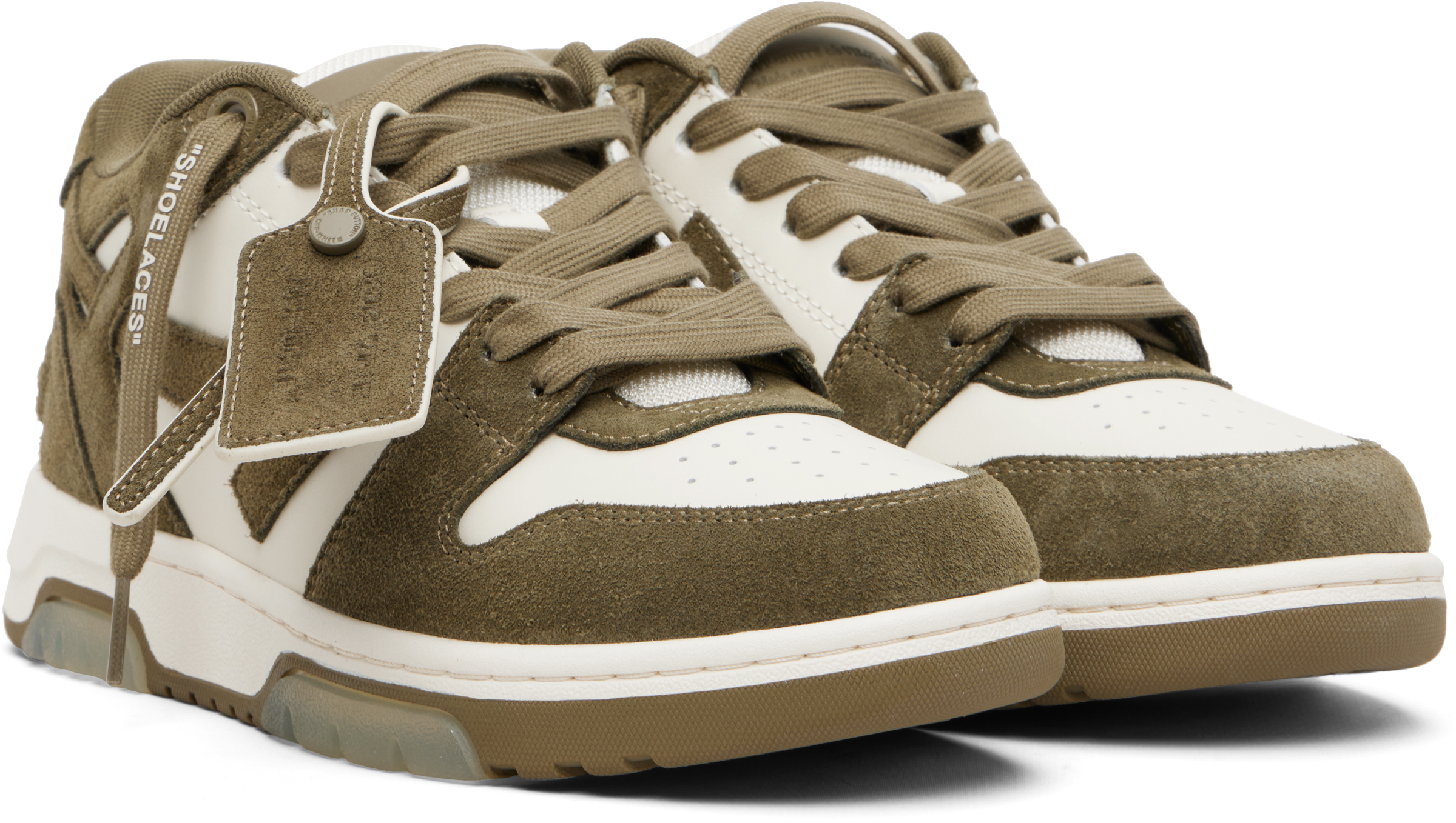 & Khaki Out Of Office Calf & Suede Sneakers