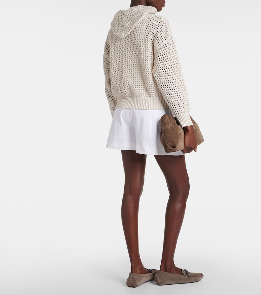 Open-knit cotton-blend hoodie