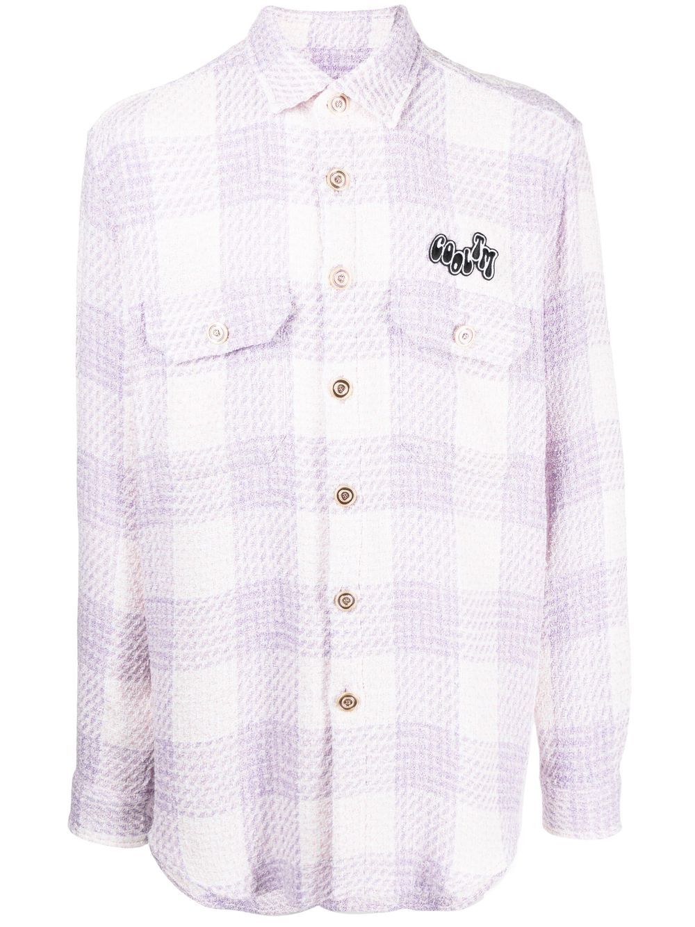 Oversized tweed check shirt - Purple