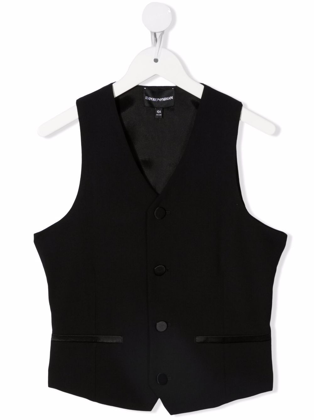 Satin-trim single-breasted waistcoat - Black