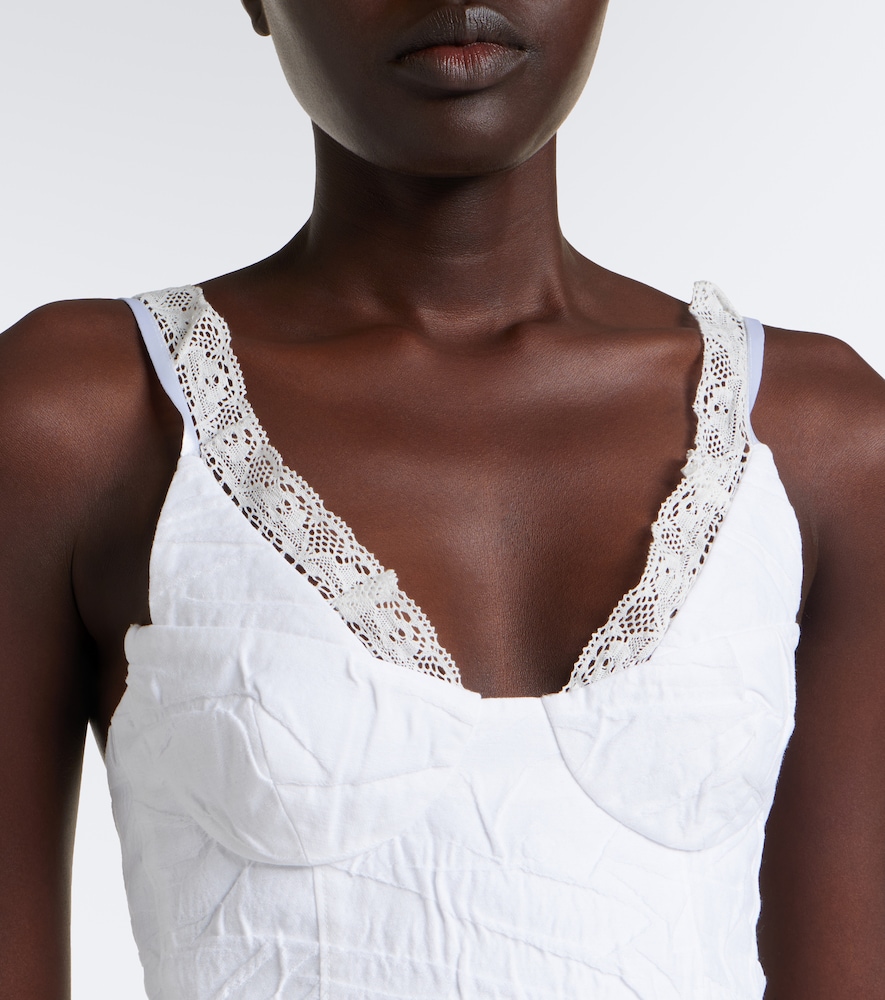Crinkled cotton-blend minidress