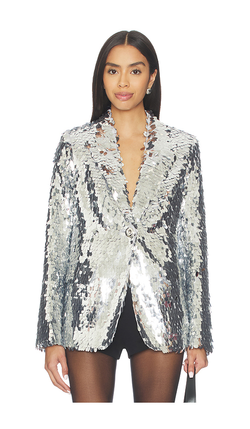 SIMONMILLER Leon Sequin Blazer in Satellite Silver. XS also in L