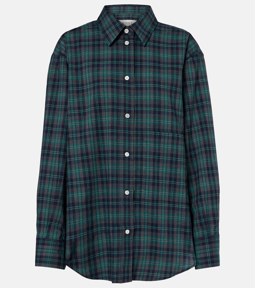 Róhe Checked oversized wool-blend shirt