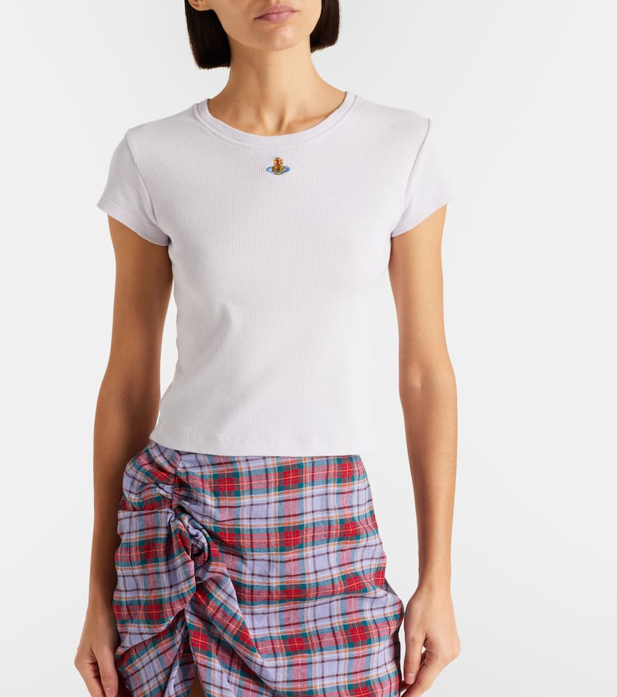 Peru cropped cotton-blend jersey T-shirt