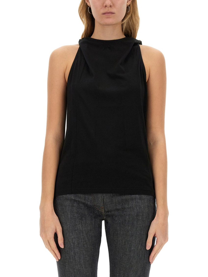 Black Solid Hood Top