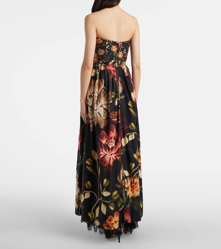 Tonia floral lace-trimmed cotton maxi dress