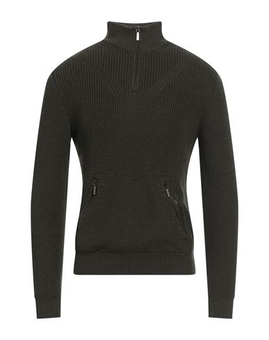 Man Sweater Military green Size 36 Wool