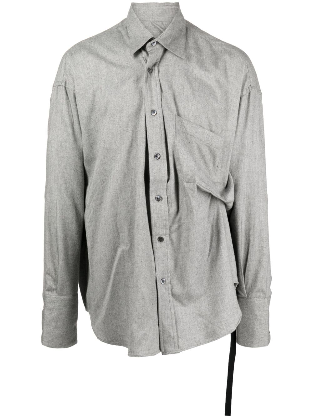 Pleat-detail cotton shirt - Grey