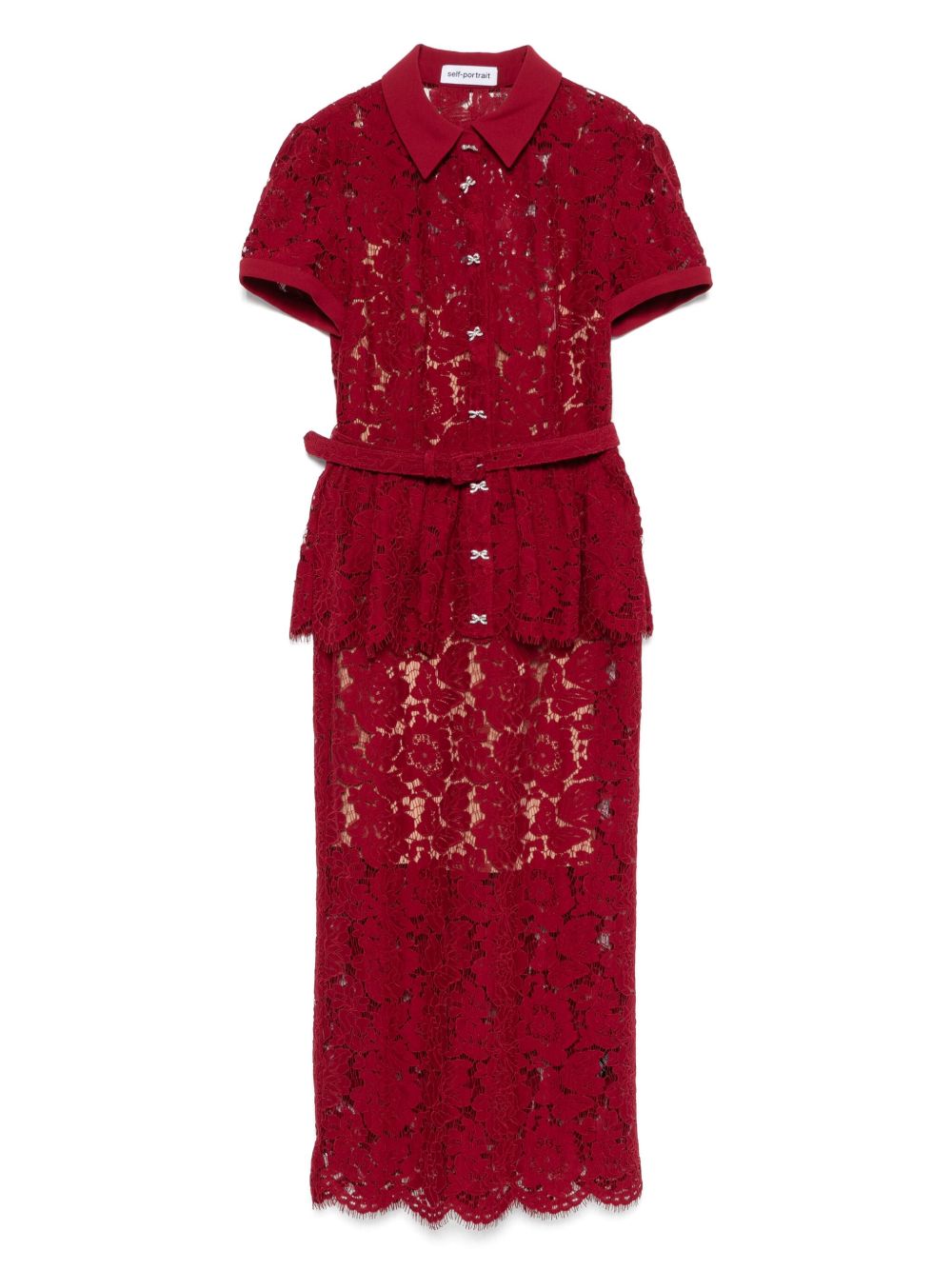 Lace peplum dress - Red