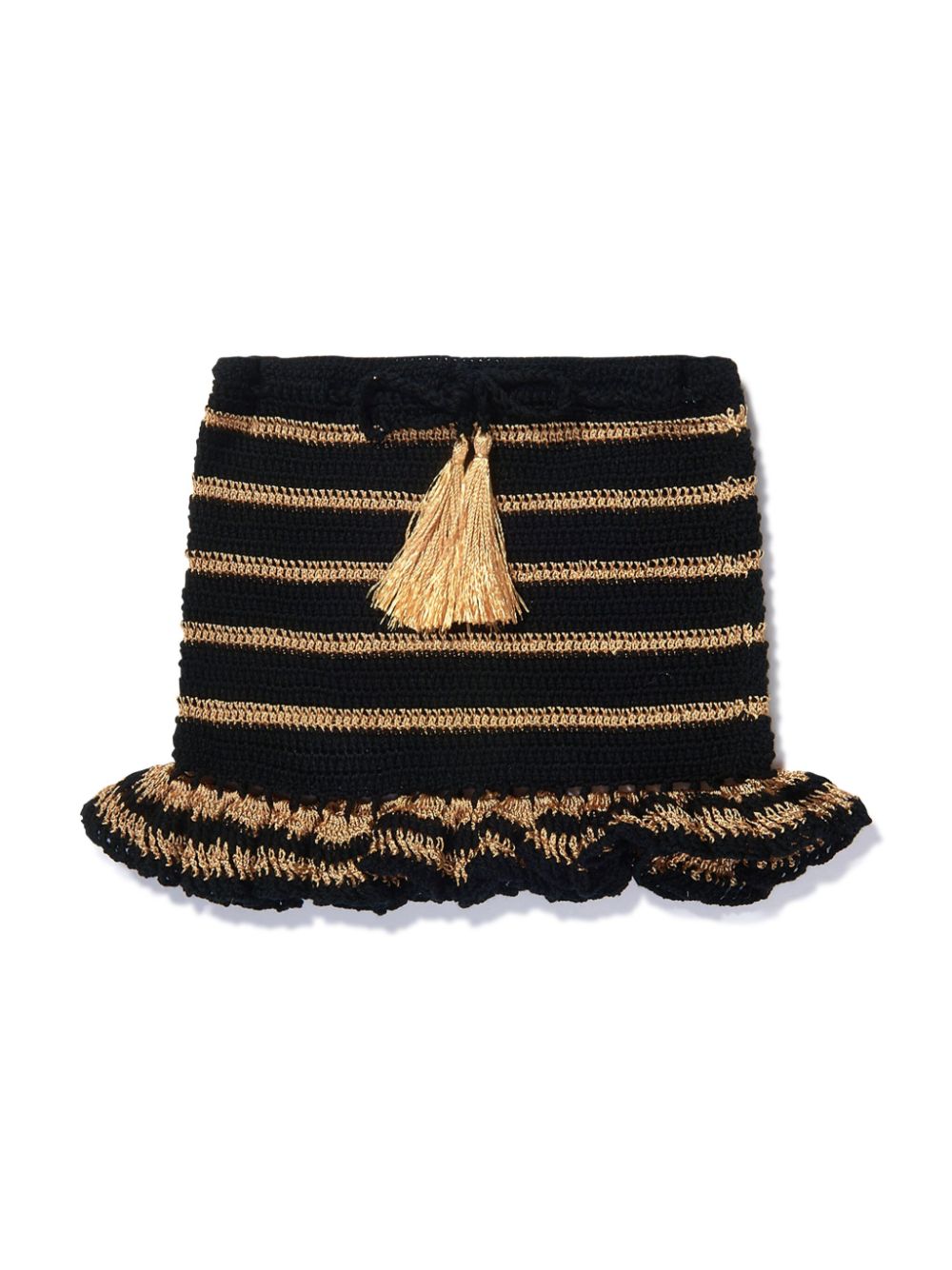 Yulia striped crochet cotton skirt - Black
