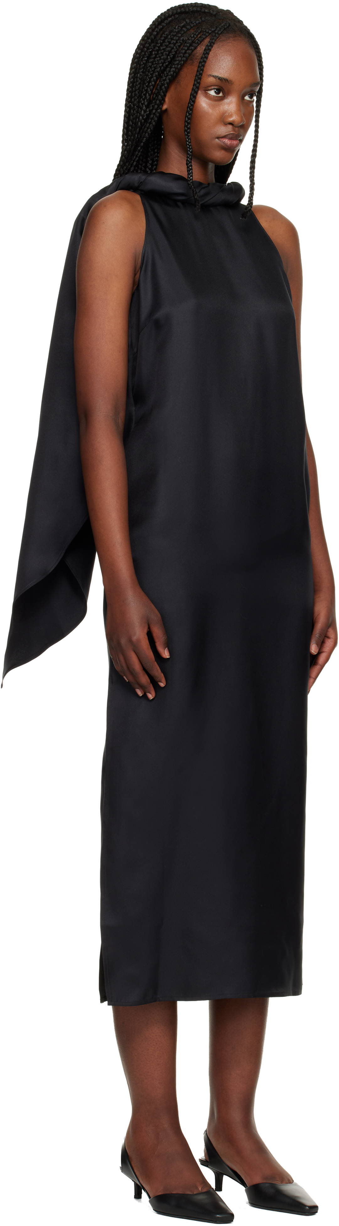 Black Susan Twisted Collar Maxi Dress
