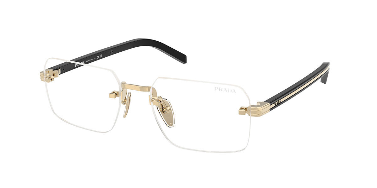 Prada PR D55S ZVN10W Blue-Light Block Men's Eyeglasses Gold 55 - Blue Light Block Available