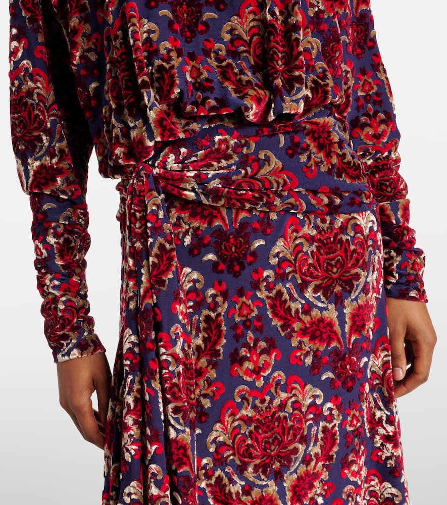 Draped jacquard maxi dress