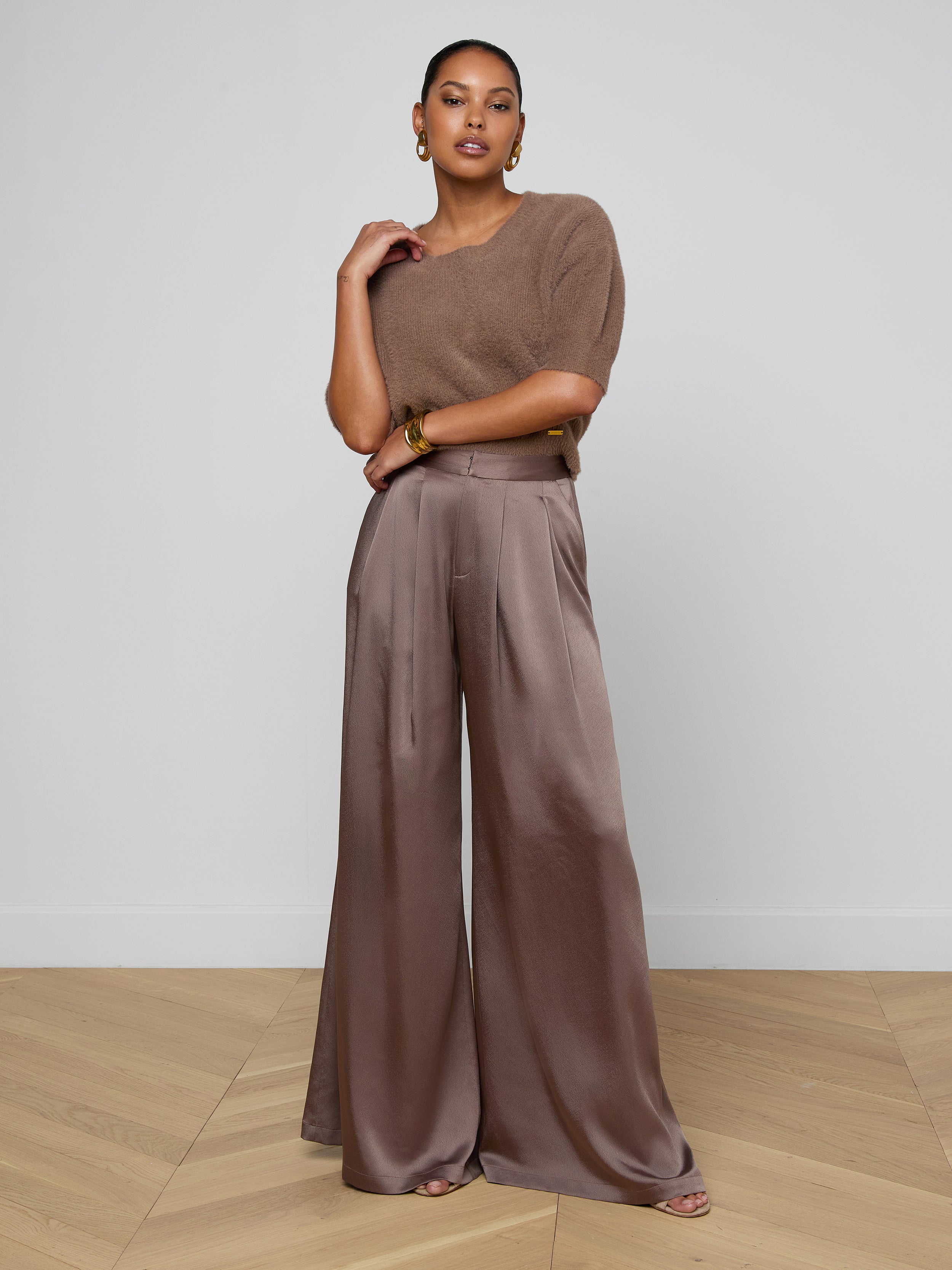 Aubrie Satin Pants In Cardamom