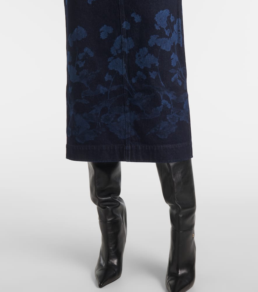 Floral denim midi dress