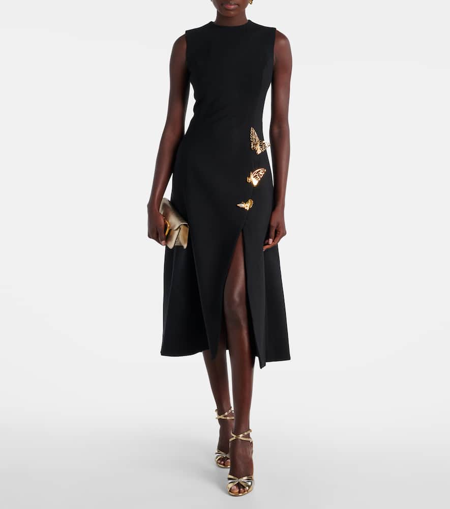 Embellished wool-blend cocktail dress