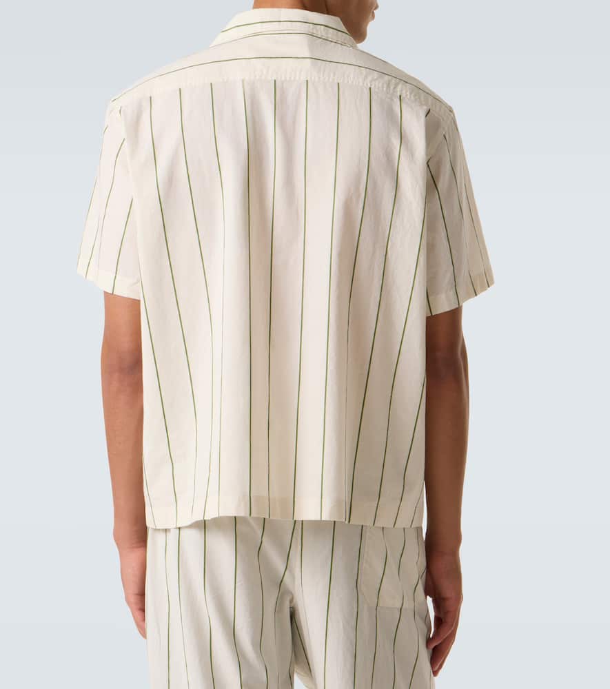Celery striped cotton bowling shirt