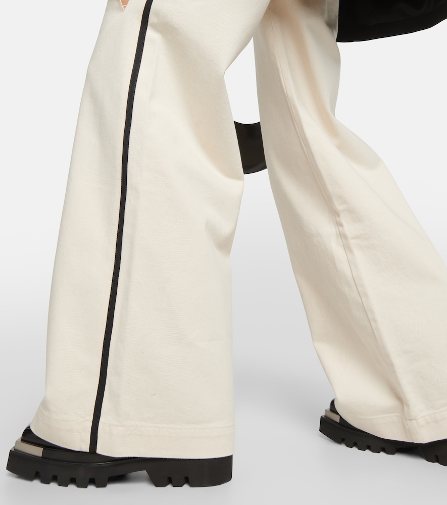 Distressed high-rise wide-leg jeans