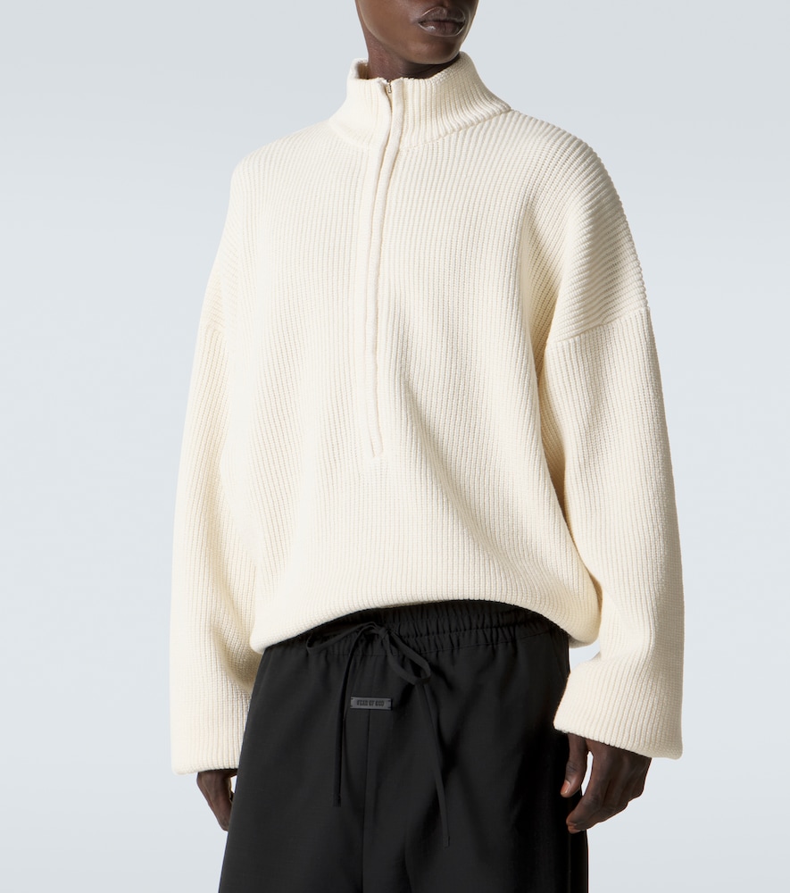Wool, linen, and cotton half-zip sweater
