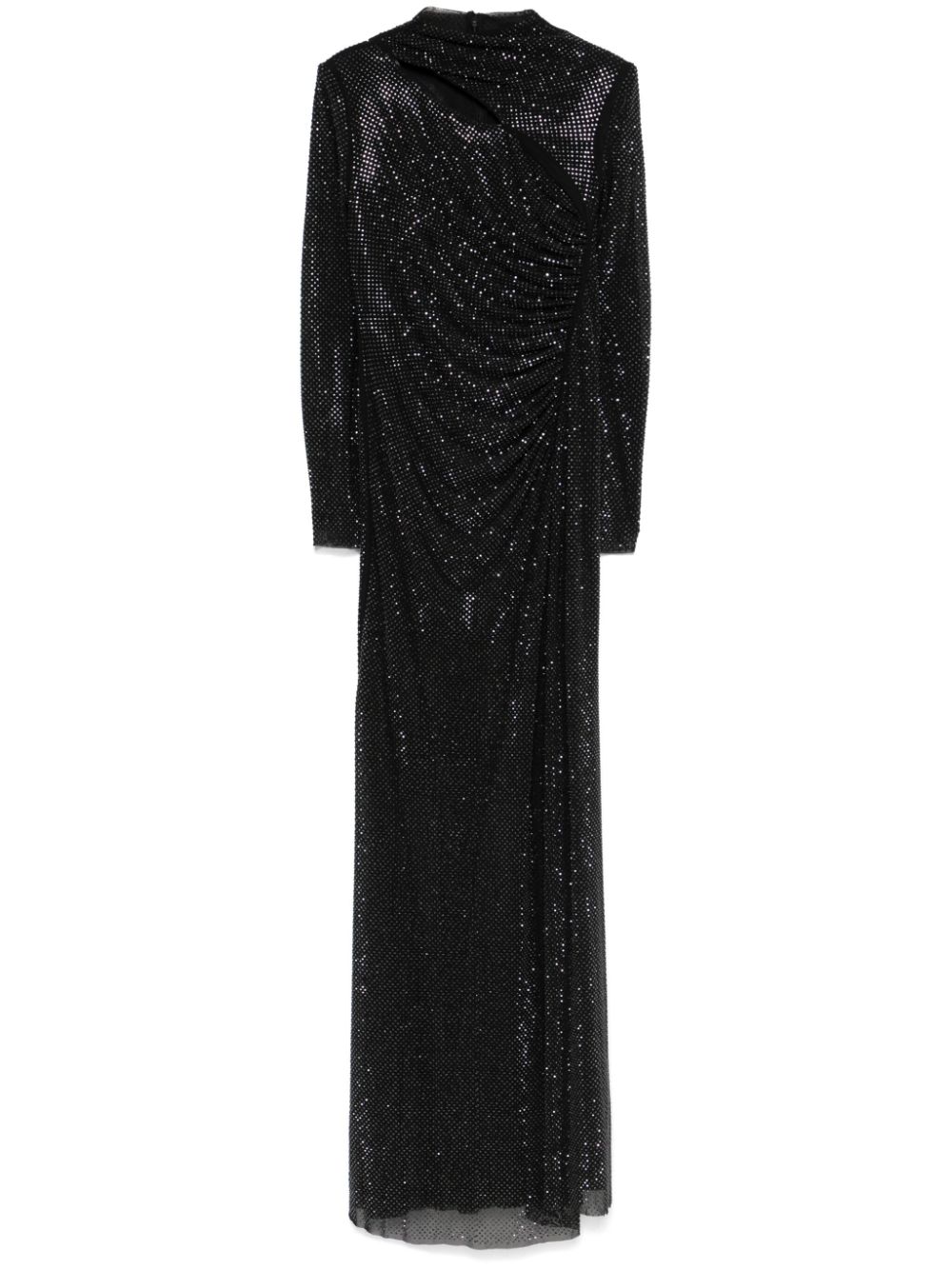 Rhinestone mesh maxi dress - Black