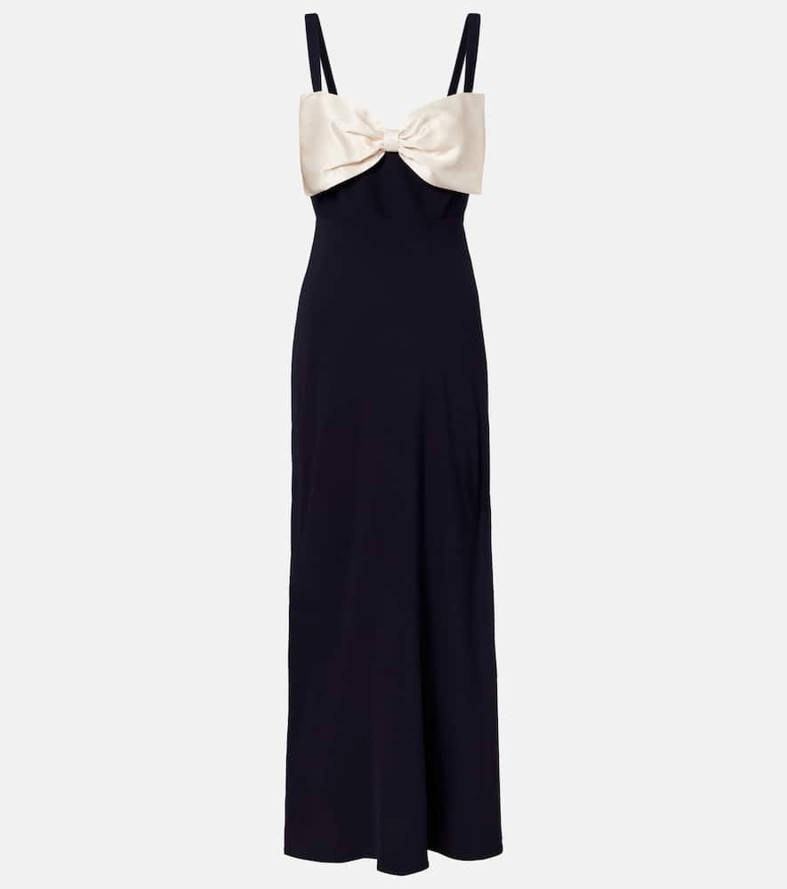 Bow-detail satin midi dress