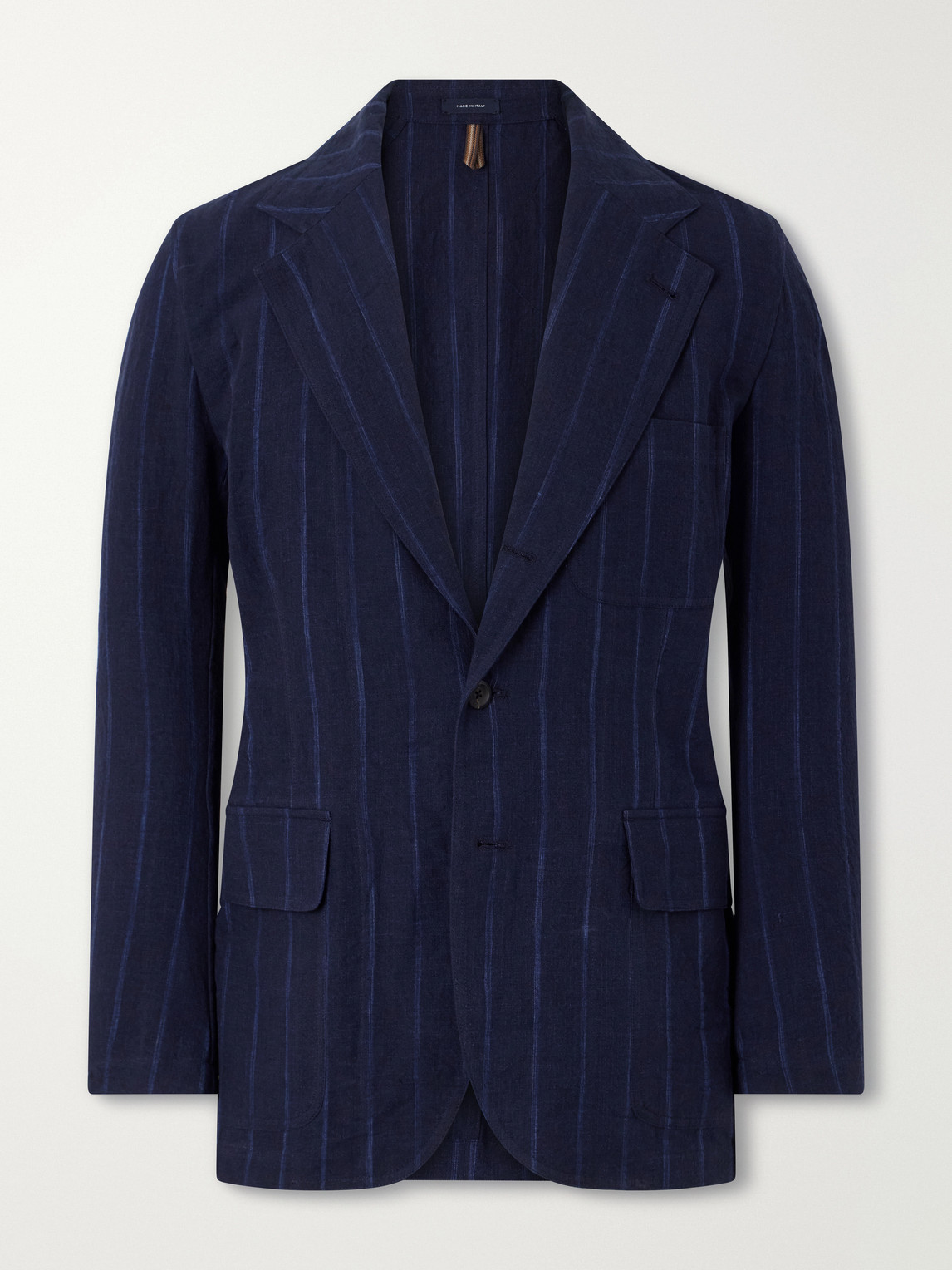 Games Pinstriped Linen and Cotton-Blend Suit Jacket