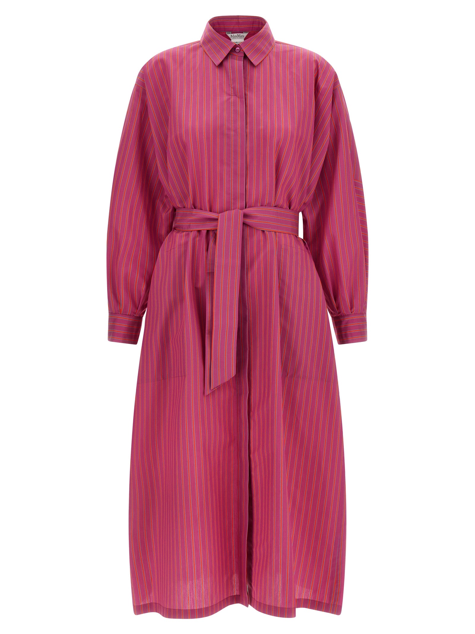 Striped Cotton-Silk Dress — Purple
