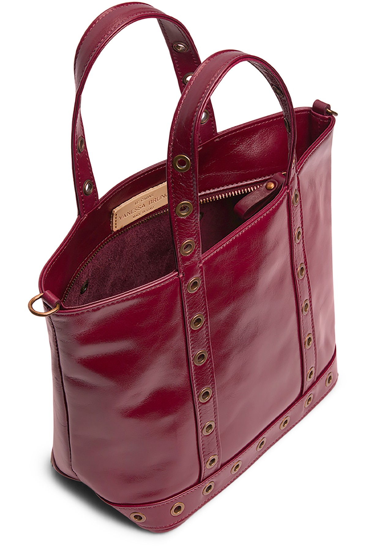 Small crinkled leather and eyelets Cabas tote