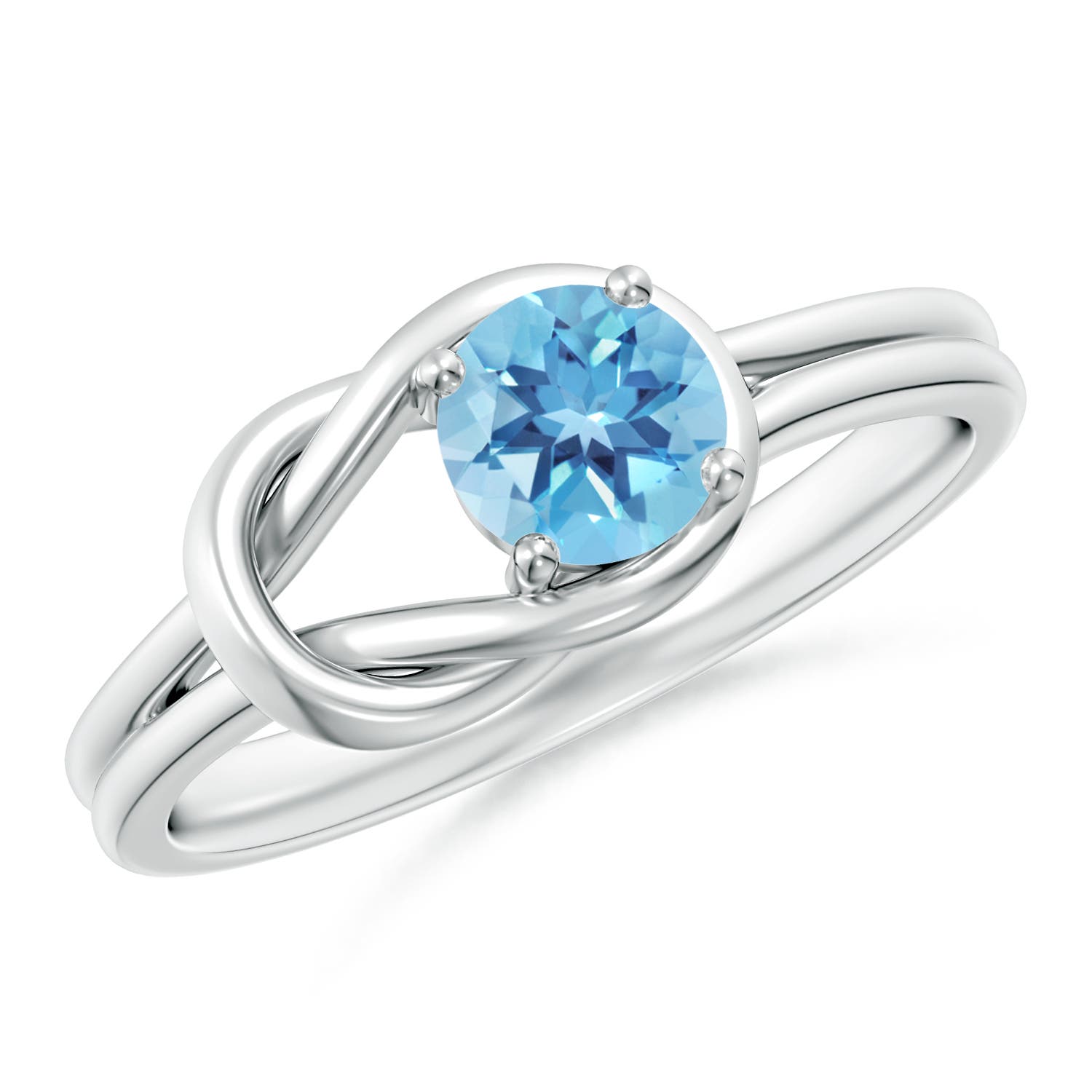 Angara 0.6 Carat Solitaire Swiss Blue Topaz Infinity Knot Ring in Platinum