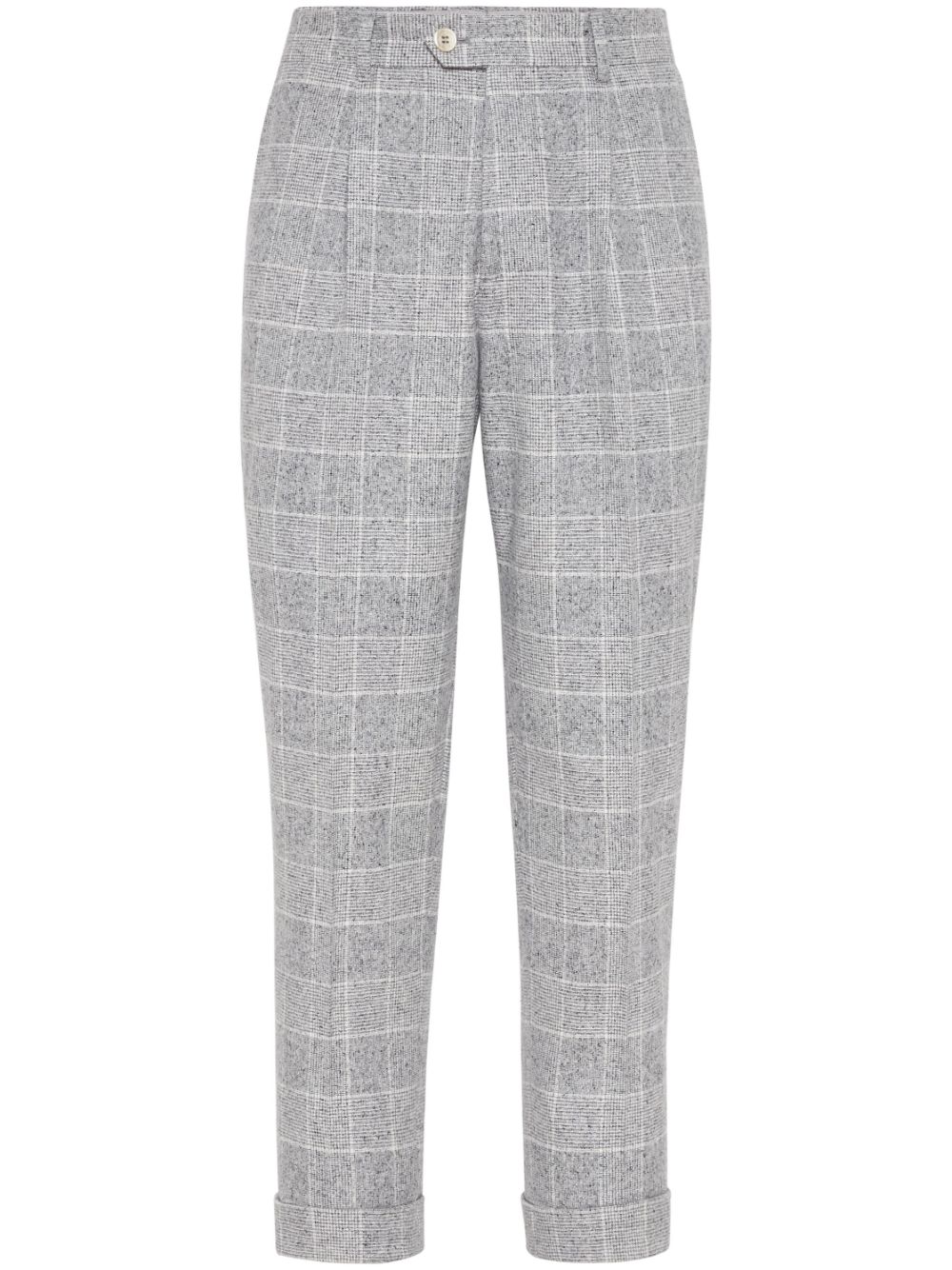 Prince of Wales check tapered trousers - Grey
