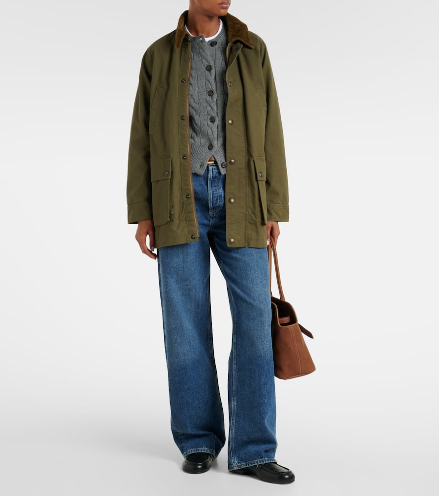Cable-knit wool and cashmere cardigan