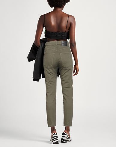Woman Jeans Military green Size 26 Cotton, Elastane