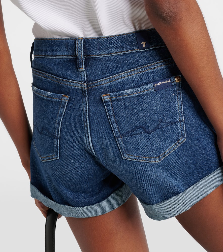 Mid-rise denim shorts