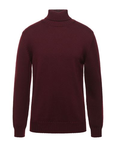 Man Turtleneck Burgundy Size 36 Merino Wool