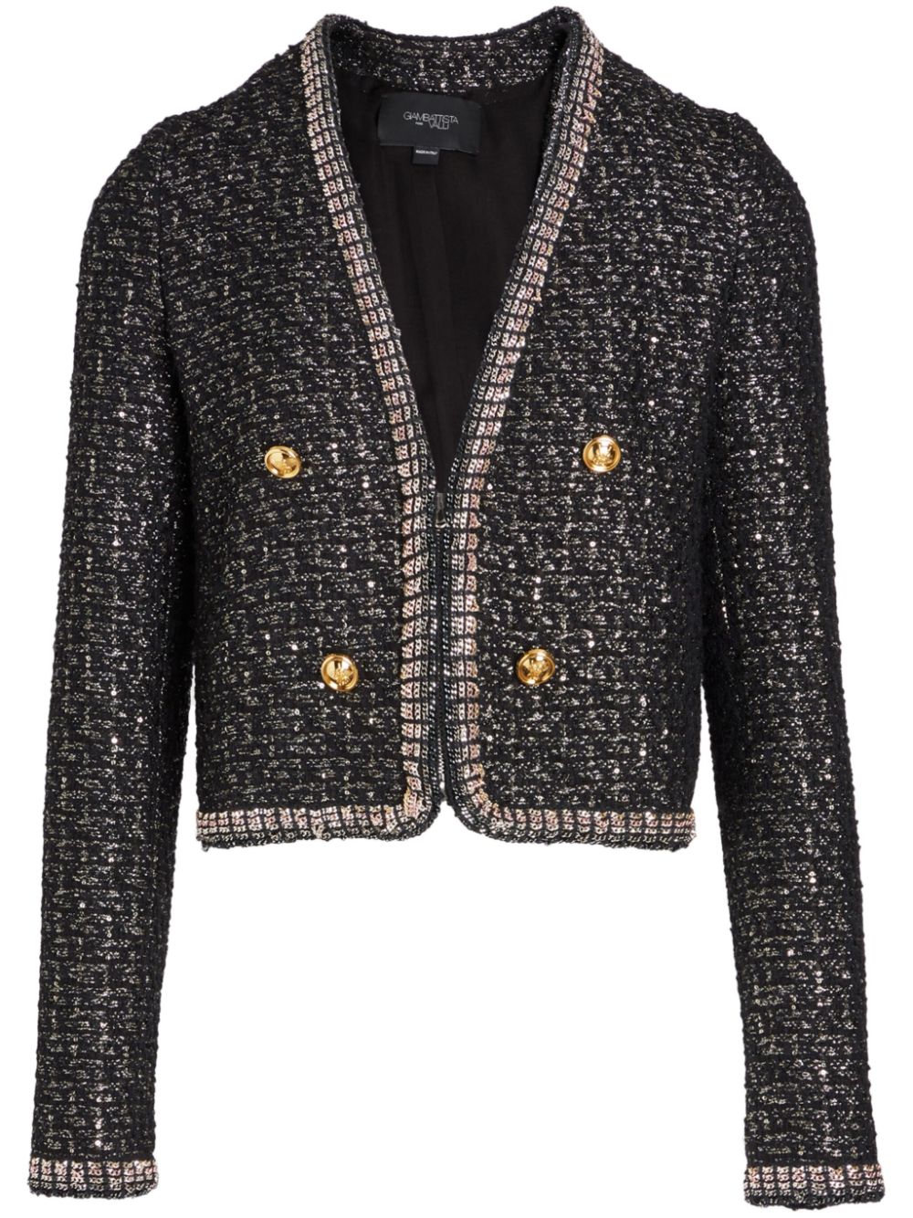 Sequin-embellished tweed jacket - Black