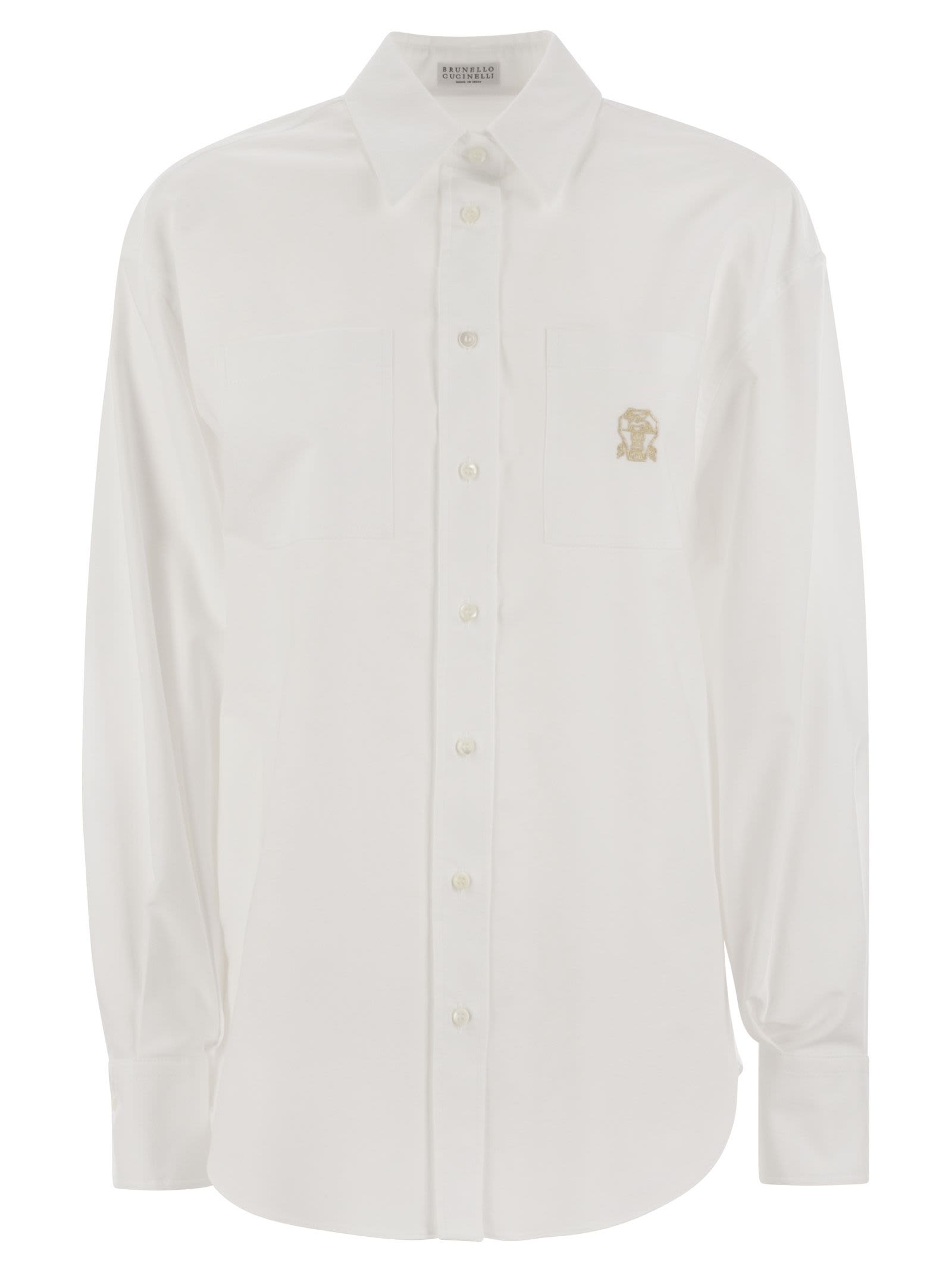 Logo-embroidered shirt - White