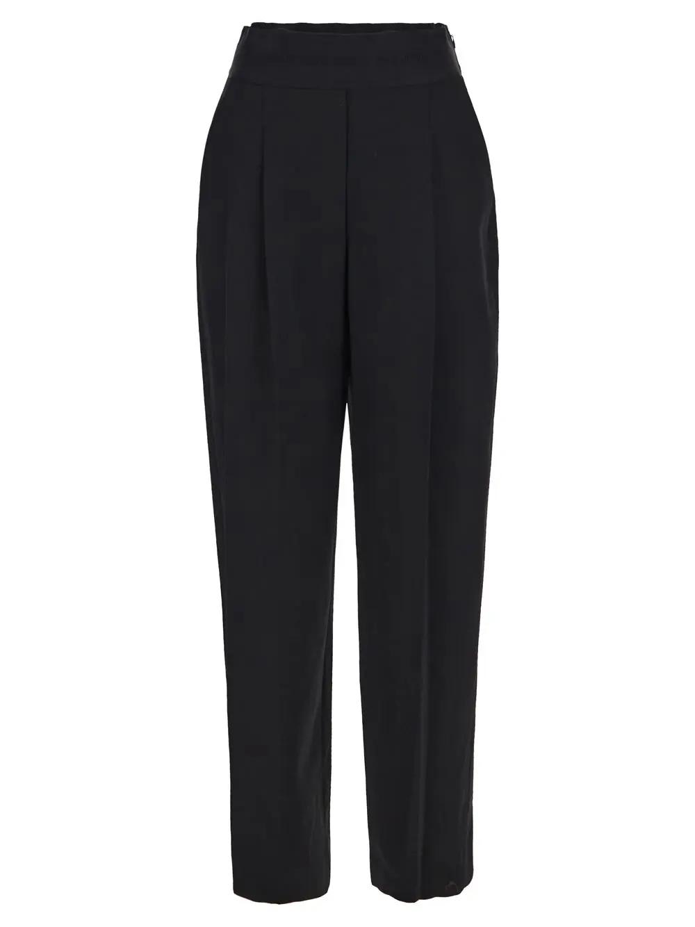 Pleated wool tailored trousers - Black
