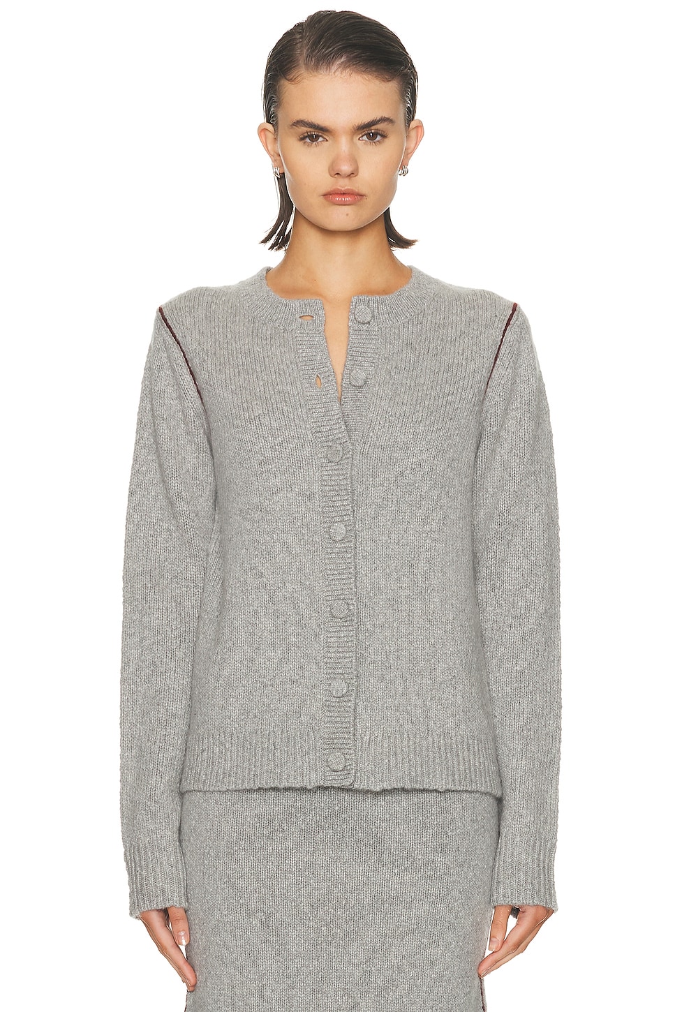 The Elder Statesman Glacier Cardiga in Heather Grey & Port - Grey. M also in