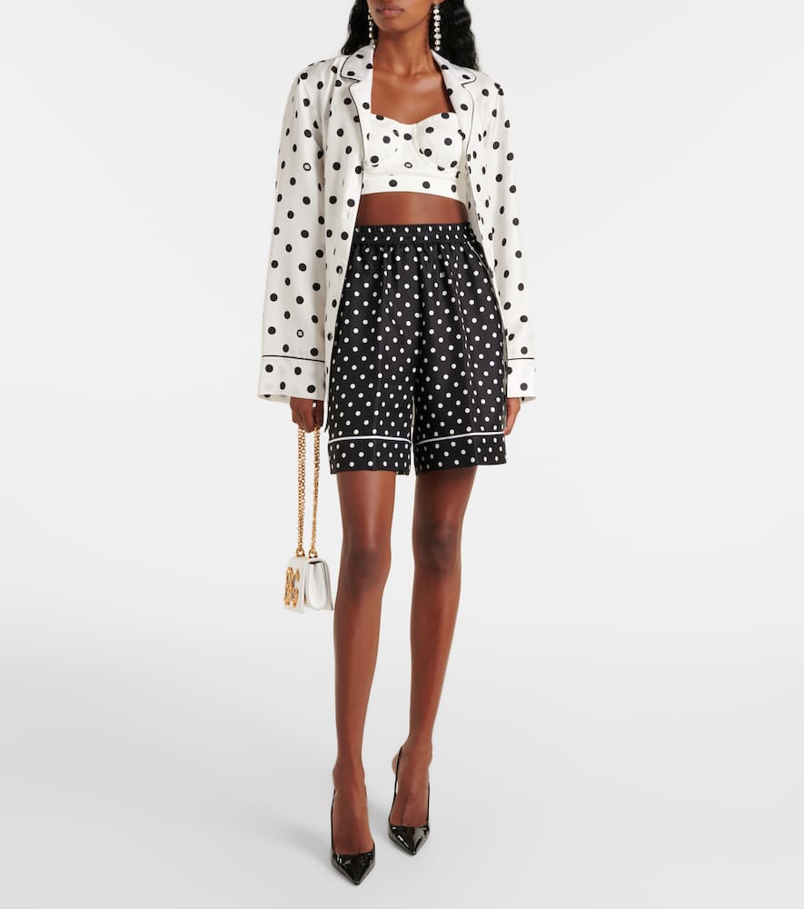 Polka-dot silk twill shorts
