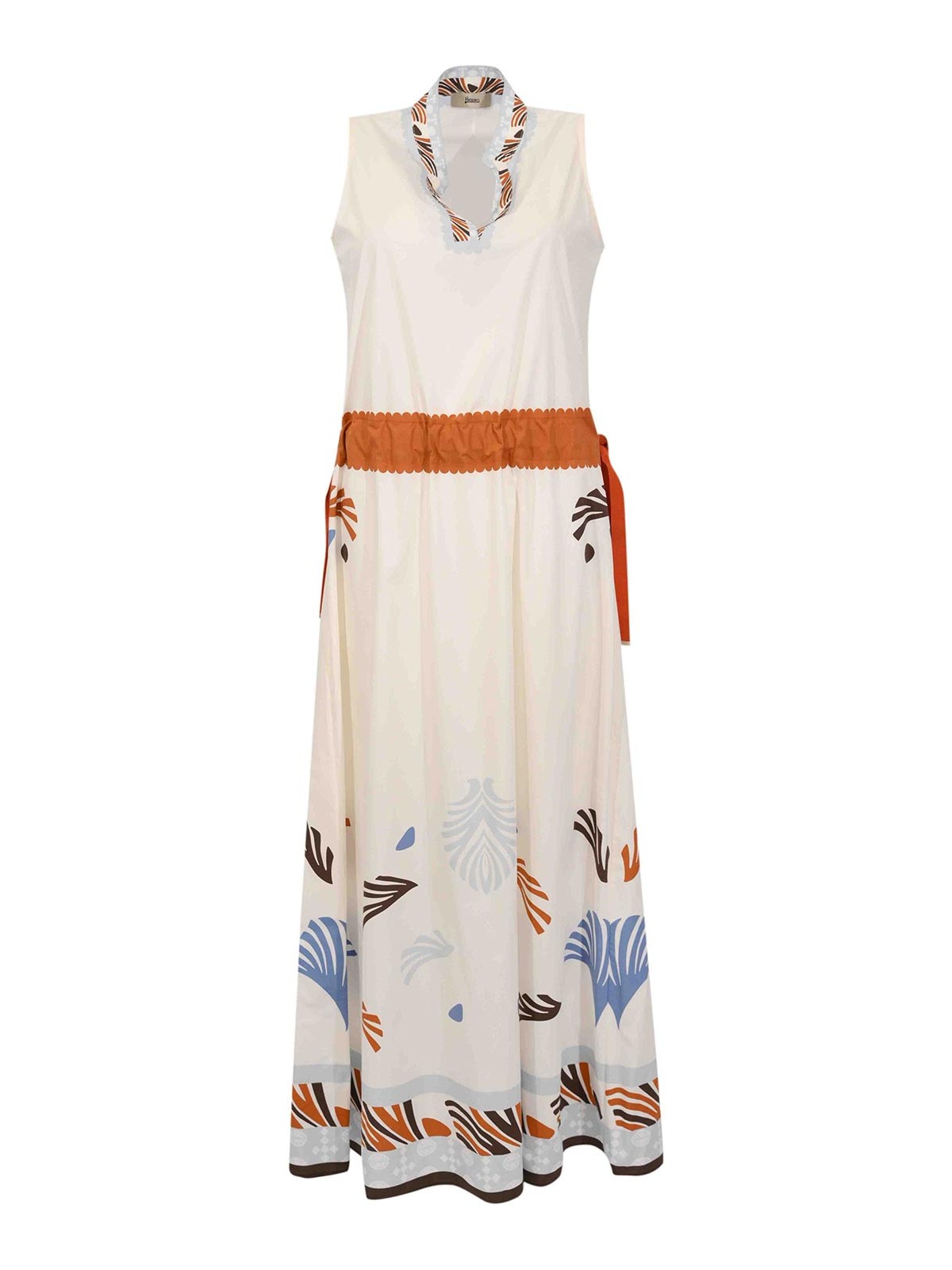 Long cotton dress with print