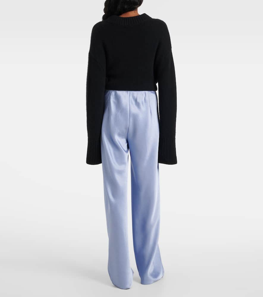 High-rise satin wide-leg pants