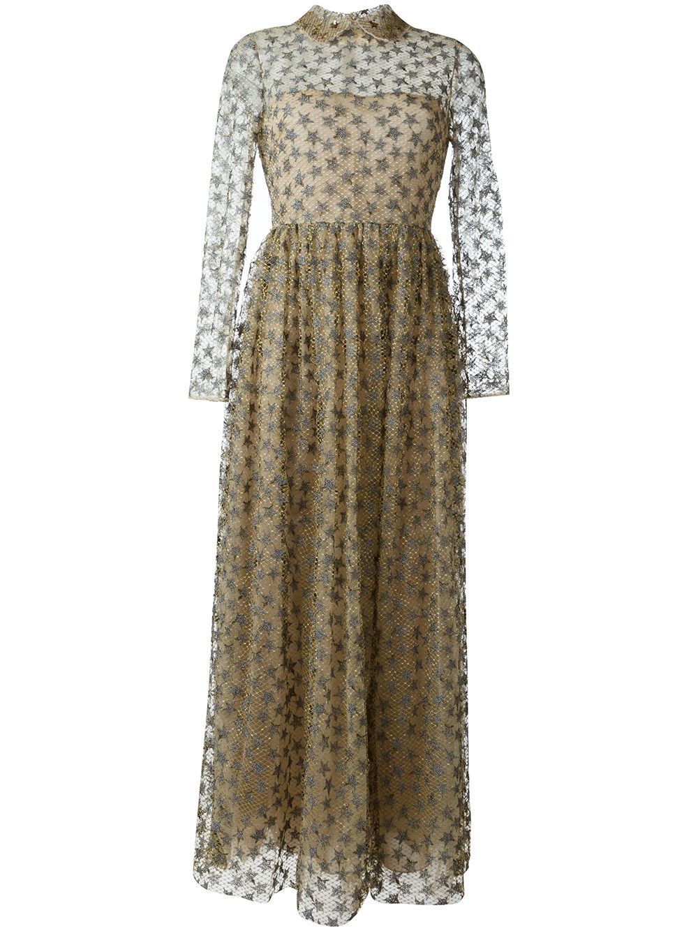 Star mesh pleated dress - Neutrals