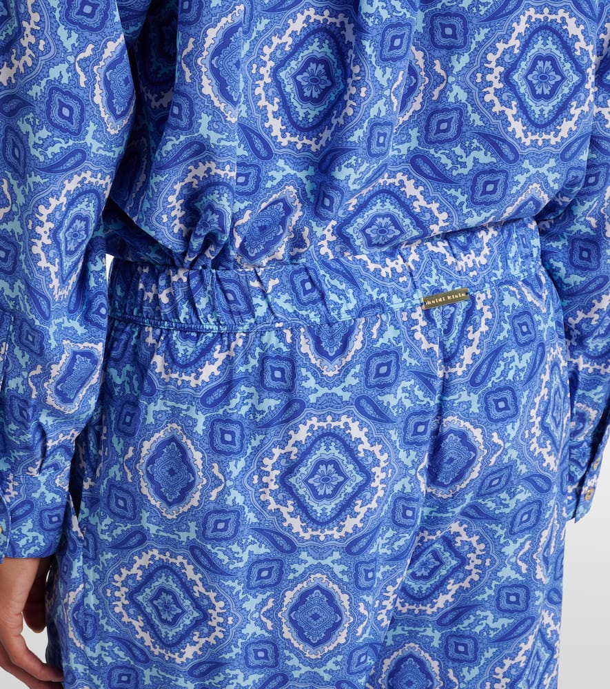 Mykonos printed silk wide-leg pants