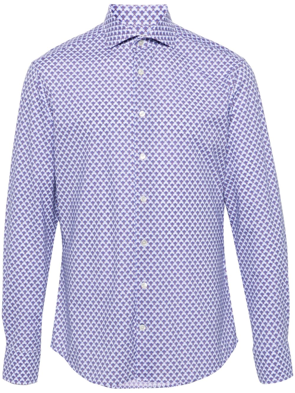 Geometric-print cutaway-collar shirt - Blue