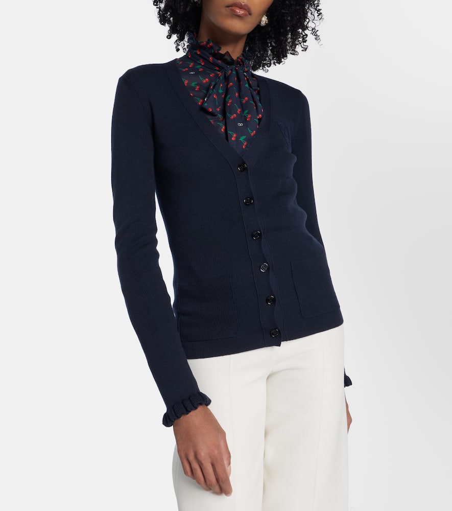 Ruffled virgin wool cardigan