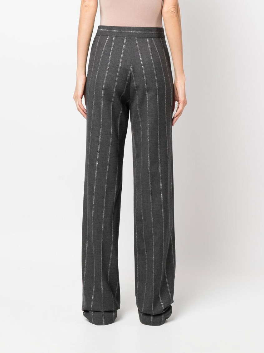 Stitch-detail striped tailored trousers