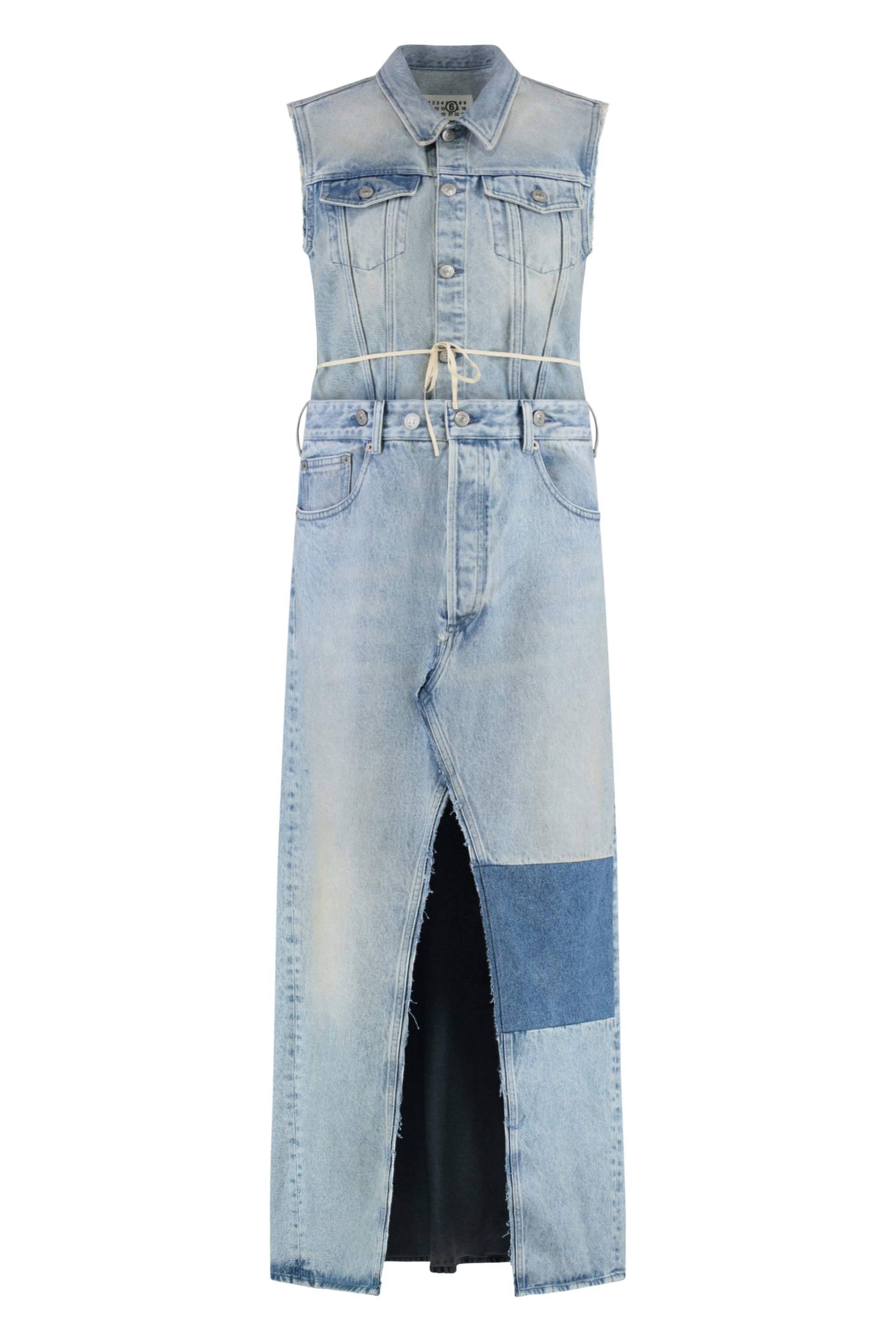 Denim Mini Dress with Removable Skirt & Waist Belt