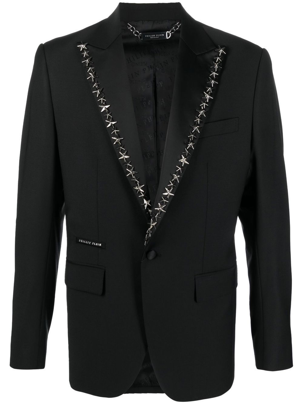 Star stud-embellished single-breasted blazer - Black