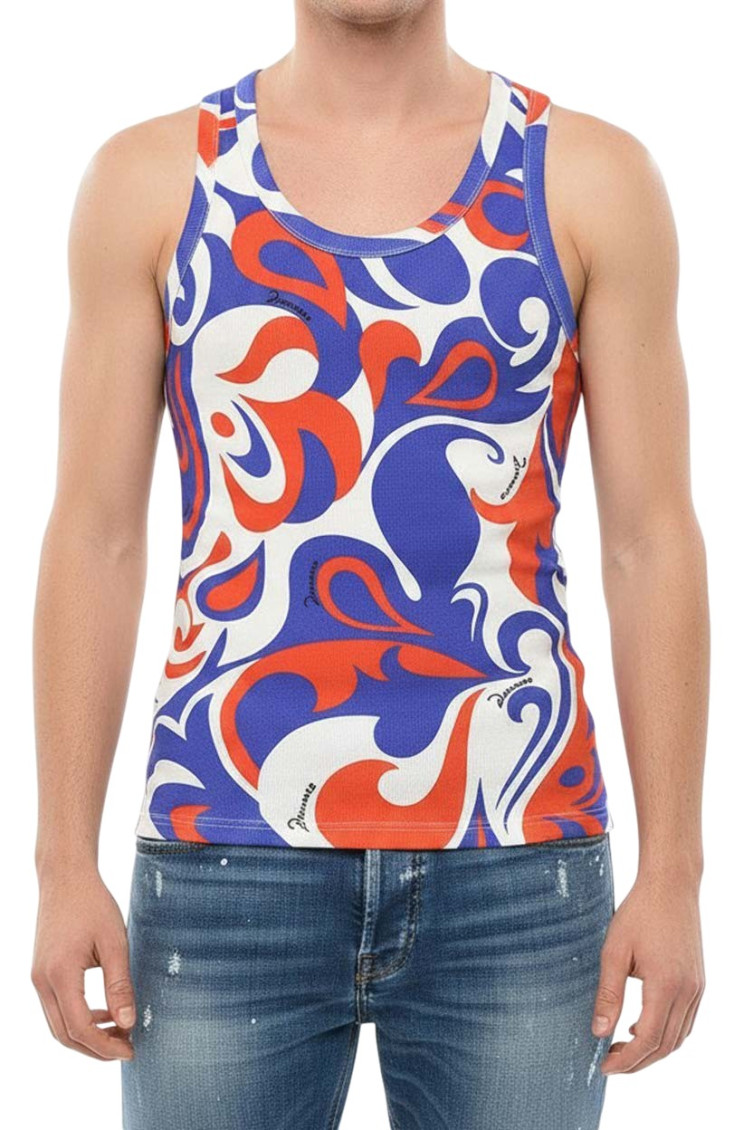 Blue Round Neck Tank Top