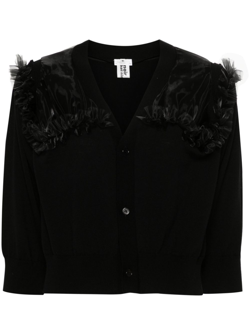 Organza-detail knitted cardigan
